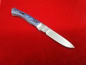 Нож складной "Лемакс-2" (цвет синий+черный) сталь S390, корпус  нержавейка, плашки G10 ручная работа