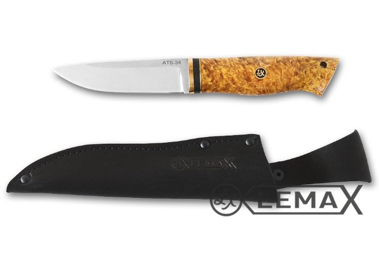 Zasapozhny knife (ATS-34, stabilized Karelian birch)