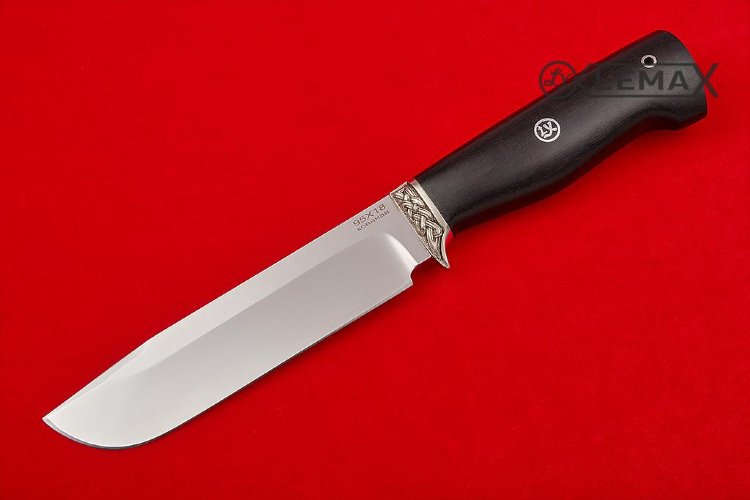 Нож Боец из 95Х18,  мельхиор,чёрный граб