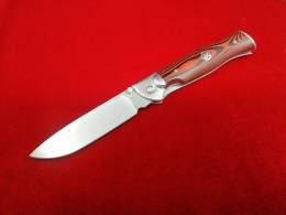 Нож складной "Лемакс" (цвет красный+черный) сталь S390, корпус  нержавейка, плашки G10, ручная работа