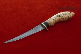 Нож Филейный (дамаск, карельская берёза)