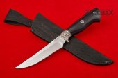 Нож Охотник М (сталь 95Х18 кованная, литье мельхиор, рукоять чёрный граб.