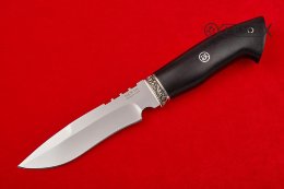 Нож Сибирь из 95Х18, литье мельхиор, чёрный граб