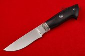 Нож Тундра изготовлен из высококачественной стали 95Х18, литье мельхиор, чёрный граб