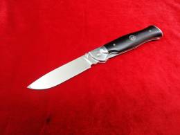Нож складной "Лемакс" (черный) Elmax, корпус  нержавейка, плашки G10, ручная работа