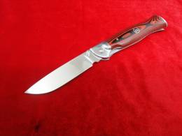 Нож складной "Лемакс" (цвет красный+черный) Elmax, корпус  нержавейка, плашки G10, ручная работа