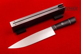 Нож кухонный шеф из 110Х18МШД, черный граб.