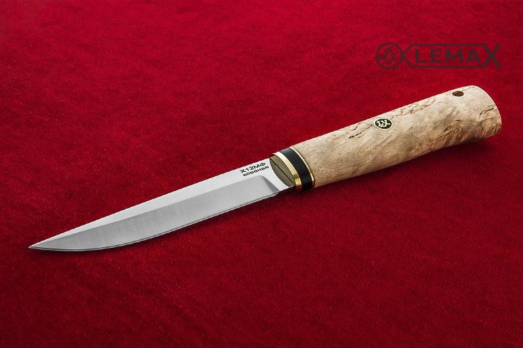 Нож финский из Х12МФ, карельская берёза.