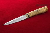 Нож Игла изготовлен из высококачественной стали Х12МФ, карельская берёза