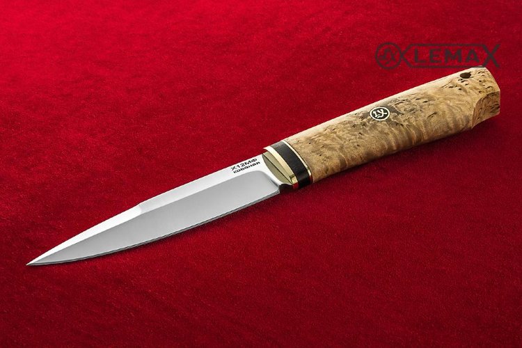 Нож Игла из Х12МФ, карельская берёза.