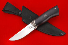 Нож Томск из 95Х18, чёрный граб,литье мельхиор.  