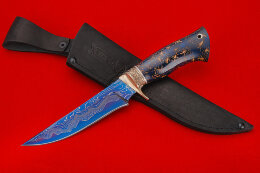 Нож Универсал-1 (синий ламинат, мельхиор, рукоять-композит звездное небо) 