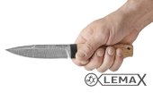 Нож Игла из дамаска, карельская берёза. Лезвие имеет узкий профиль и острое острие, что позволяет легко резать и разделывать мясо, рыбу, овощи и другие продукты.