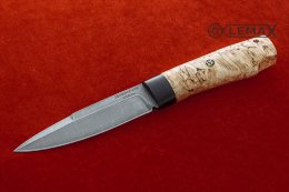 Нож Игла из дамаска, карельская берёза.