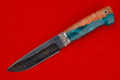 Нож Турист вороненный ламинат это нож из высококачественной стали, мельхиор, стабилизированная карельская берёза, акрил. 