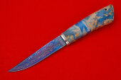 Finnish knife (blue laminate, Nickel silver, birch cap-contour maps) 