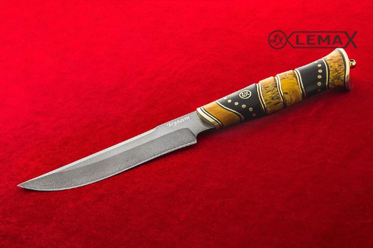 Нож Тайга (Булат, стабилизированная карельская берёза, чёрный граб)
