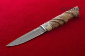 Нож Засапожный - 4 (Булатная сталь, рукоять стабилизированная карельская берёза, черный граб)