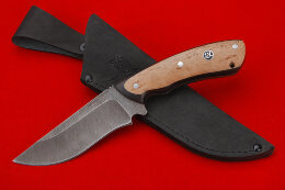 Нож Лиса - 2 (цельнометаллический) (дамаск, карельская береза) 