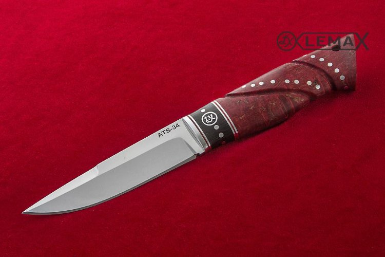 Нож Засапожный - 3 (ATS-34, стабилизированная карельская берёза)