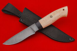 Нож Тундра из дамаска, карельская береза. 