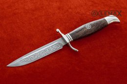  Нож чекиста (Булат, глубокое травление, стабилизированная карельская берёза)