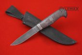 Нож финский 2 изготовлен из высококачественной булатной стали, мельхиор, рукоять стабилизированная карельская берёза.