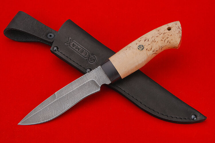 Нож Сибирь (дамаска, карельская береза) 
